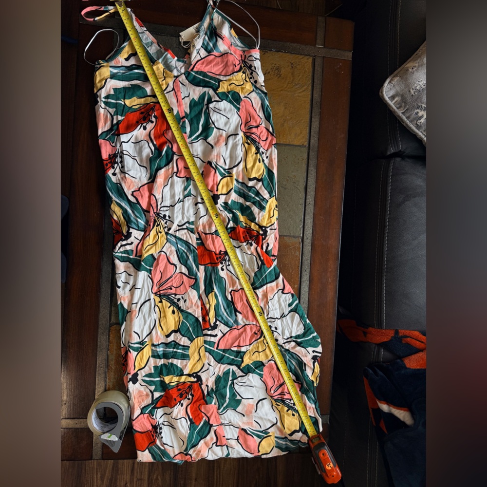 Lovestitch M/L bright colorway long billow maxi dress spaghetti strap vacation